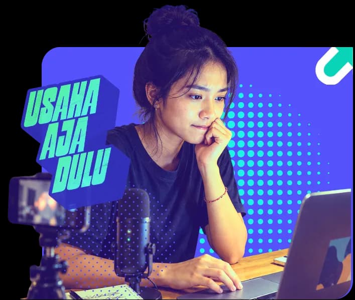 Pelaku usaha membuat konten digital dengan semangat Usaha Aja Dulu